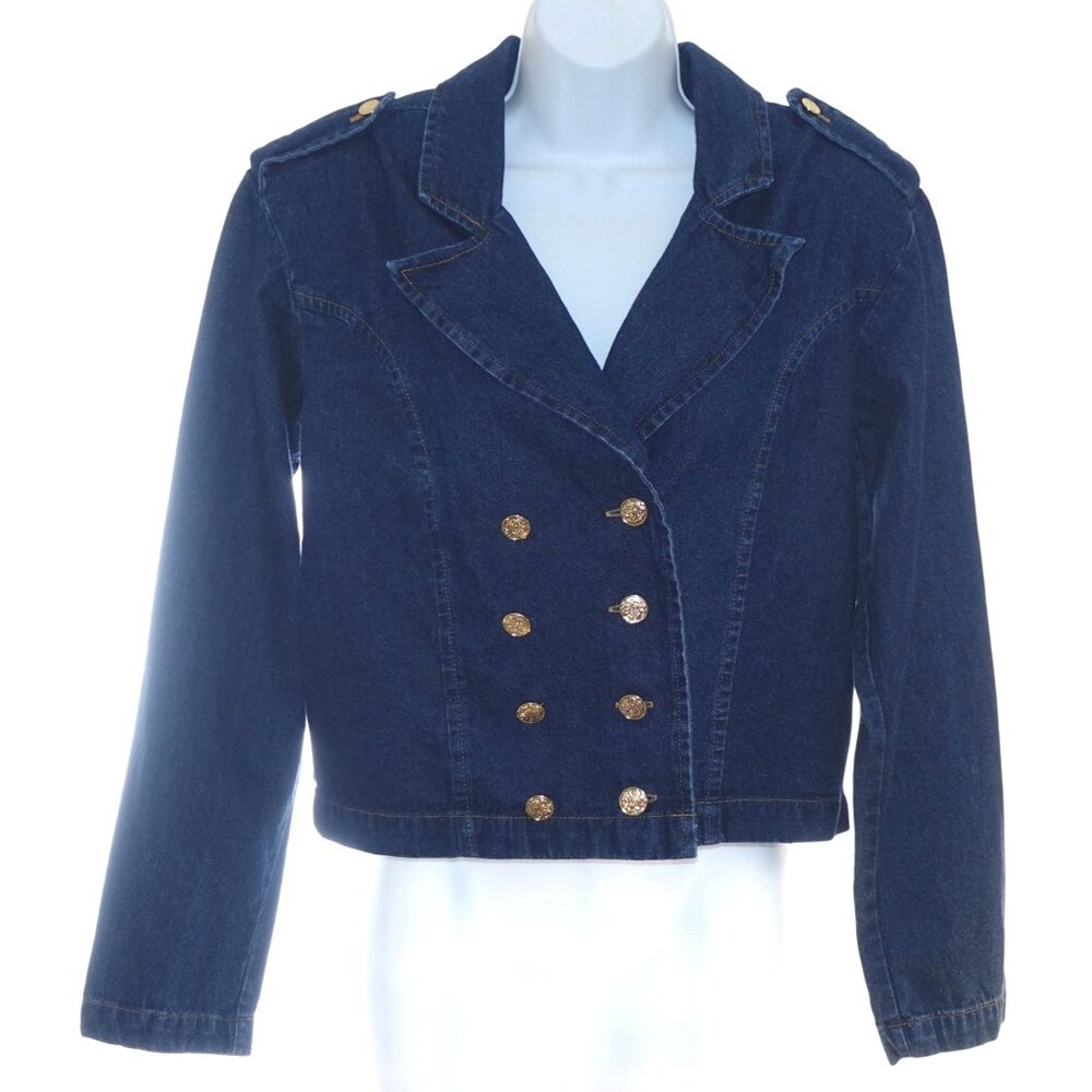 Vintage Forenza Jean Jacket Sz 12 Military Epaulette 80's-90's Double Breasted C - Picture 1 of 8